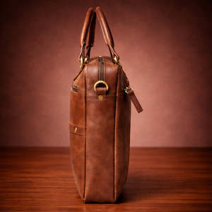 Genuine Leather Brown Large Capacity Laptop <b>Bag</b> Briefcase Crossbody <b>Computer</b> Handheld Business Travel <b>Bag</b> - Product Image 2