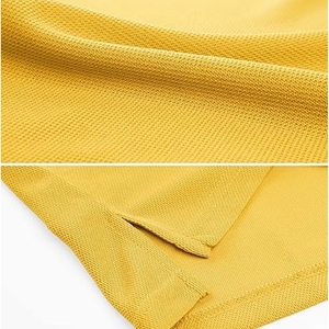 <b>Men's</b> <b>Yellow</b> Pique Polo <b>Shirt</b> Short Sleeve Solid Color Casual Style Button Design Regular Fit Woven Fabric - Product Image 6