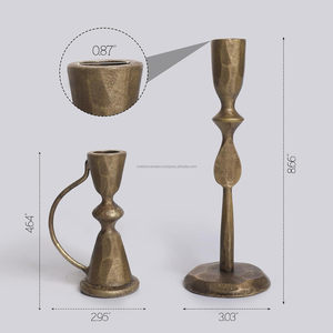 Ensemble décoratif de 2 bougeoirs en laiton, bougeoirs en métal fantaisie, centre de table de mariage, pilier, vente personnalisée - Product Image 2