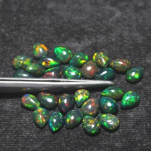 Opale noire éthiopienne naturelle, taille poire, cabochon, pierre d'opale de feu multicolore pour la fabrication de bijoux, vente en gros HASNAIN - Product Image 6