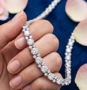 Luxury Moissanite <b>Statement</b> <b>Necklace</b> Round Brilliant Cut 925 Silver Prong Setting Women's Wedding Jewelry - Product Image 4
