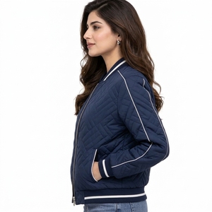 Casual Apparel <b>Women</b> Bomber <b>Jacket</b> With <b>Lightweight</b> Polyester Fabric Ribbed Collar Comfortable Premium <b>Women</b> Bomber <b>Jacket</b> - Product Image 5
