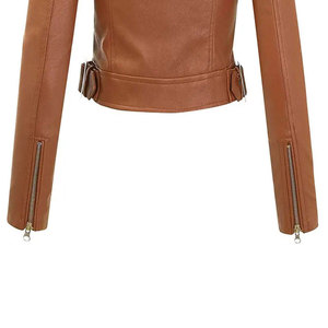 Chaqueta Bomber de Cuero Genuino Marrón para Mujer SALVA LEATHER, Cierre de Cremallera, Cuello Camisero, Manga Larga, Largo Regular - Product Image 2