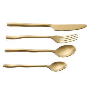 Luxury Design Brass Silver Plated Cutlery Set 4 Piece Stainless Steel Twisted Handle <b>Flatware</b> For Hotel Home Restaurant - Product Image 2