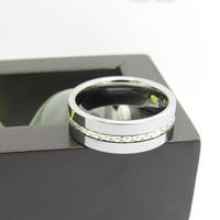 Bague en carbure de tungstène argenté avec incrustation tressée en argent, alliance plate de 8 mm pour homme, bijoux uniques en gros