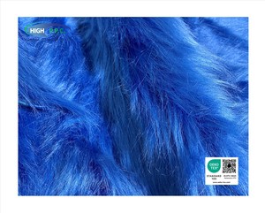 Tela de Piel Sintética de Poliéster Acrílico de Lujo, Color Azul, Pelo Largo de 100 mm, Alta Calidad de Tailandia - Product Image 4