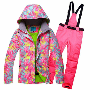 Ensemble de combinaison de ski chauffante unisexe, imprimé, coloré, à capuche, imperméable 10 000 mm, veste de neige bleue, pantalon, deux pièces, vêtements d'hiver - Product Image 3