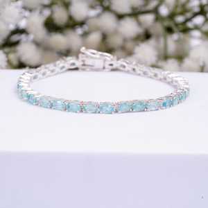Genuine Apatite <b>Bracelet</b> 925 Sterling <b>Silver</b> Blue Gemstone Handmade Elegant Jewelry Gift For Women - Product Image 6