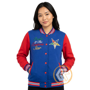 Customized Eastern <b>Star</b> Cotton Fleece Varsity <b>Jacket</b> Women Embroidered Breathable Quick Dry Greek Apparel Plus Size Autumn - Product Image 1