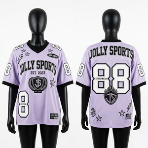 Women Football Jersey Breathable Polyester <b>Mesh</b> GSM Purple Black Panel Design Rhinestone Heat Press Logo Women Football Jersey - Product Image 2