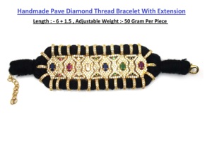Handmade Pave Diamond Thread Bracelet With Extension Chain for women & men - Product Image 3