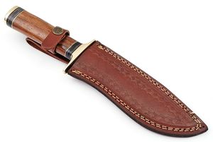Couteau de style Bowie en acier à motif personnalisé fait main, couteau utilitaire d'extérieur à lame fixe de qualité supérieure avec manche en bois, OEM ODM Vente en gros - Product Image 3