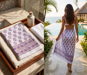 Wholesale Hand Block Print Lightweight Breathable Long Cotton <b>Sarong</b> Pareo Floral Beach <b>Wrap</b> for Women Boho Cover 100% Cotton up - Product Image 3