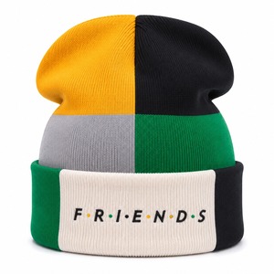 Bonnet Color Block avec Logo Brodé en 3D Unisexe Décontracté Hiver Écologique Léger 54-56CM Bonnet Tricoté Adulte - Product Image 5
