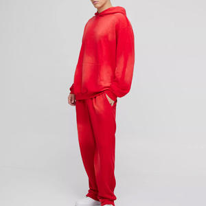 Conjunto Deportivo para Hombre con Capucha y Cremallera Completa, Estilo Casual, Sudadera y Pantalones Holgados con Efecto Degradado en Morado, 100% Algodón, para Otoño - Product Image 5
