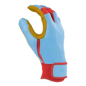 Guantes de Bateo de Cuero Azul con Ribete Rojo y Cierre de Velcro para Entrenamiento, Tallas XL XXL para Adultos Unisex, Ambidiestros, para Mano Izquierda/Derecha - Product Image 2