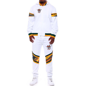 Conjunto Deportivo 2 en 1 para Hombre, Estilo Hip Hop Urbano, Chaqueta con Capucha y Cremallera, Pantalones Jogger, Corte Regular, Color Blanco - Product Image 1