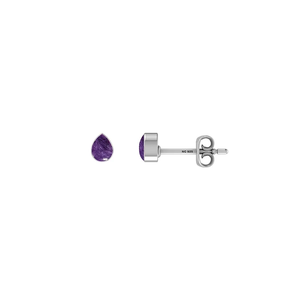 925 Silver Amethyst Stud <b>Earrings</b> Bezel Setting Minimalist Design Unisex Everyday Wear - Product Image 4