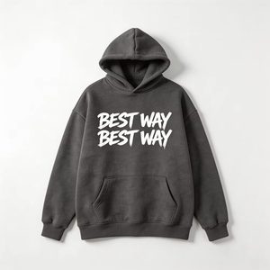 Nouveau sweat à capuche streetwear personnalisé avec logo brodé, patchwork coupé-cousu, tricoté, 100% coton molletonné, uni, écologique - Product Image 3