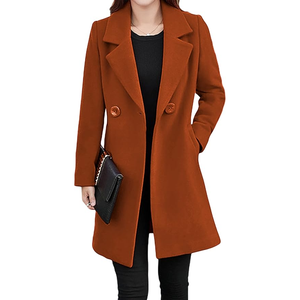 Women's Wool <b>Trench</b> <b>Coat</b> Double Breasted Solid Color Long Sleeve Notched Collar Keep Warm Wool <b>Coats</b> Outerwear - Product Image 1