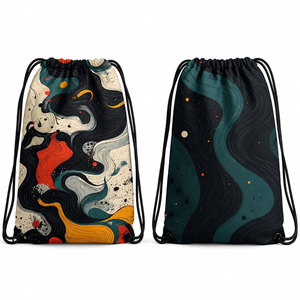 Bolsa con cordón de arte abstracto, diseño cósmico multicolor, mochila deportiva, patrón reversible, gran capacidad, uso al aire libre - Product Image 1
