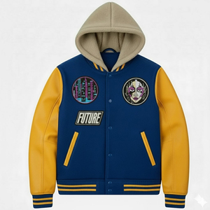 All Over Print Letterman Custom Logo Men Hooded Varsity Jackets Hot Selling Custom Cool Style Winter Baseball Jacket For <b>Boys</b> - Product Image 1