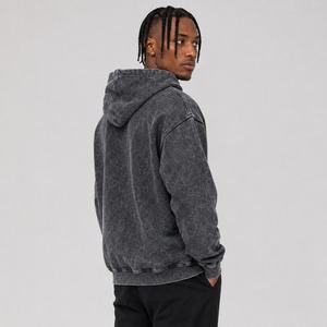 Sweat à capuche pour homme de qualité supérieure, délavé à l'acide, en coton doux, manches longues, couleur unie, hiver, logo personnalisé, vente en gros, coupe classique - Product Image 3