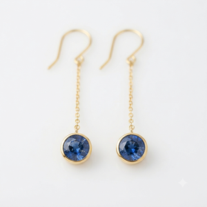 Classic Blue Quartz <b>Silver</b> Round Drop Earrings 24K Gold Plated Earring <b>Wire</b> for Women Party Jewelry - Product Image 1