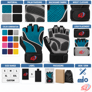 <b>Men</b>’s Workout Weightlifting <b>Gloves</b> Custom Breathable Grip Palm Fitness <b>Gloves</b> - Product Image 4