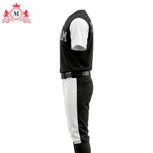 Ensemble uniforme de baseball noir et blanc pour hommes avec numéro 24 imprimé numériquement, maillot et pantalon en polyester respirant pour adultes - Product Image 3
