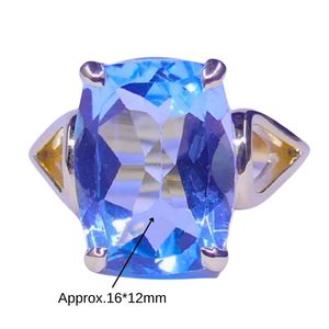 Wedding Wear 925 Sterling Silver Gold Plated Jewelry Blue Topaz Gemstone Women Wear Classic <b>Ring</b> - Product Image 5