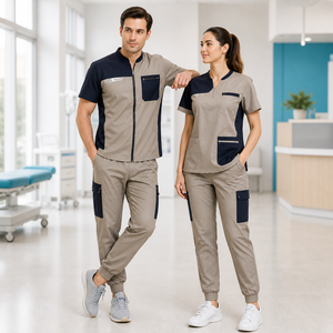 Ensemble de blouses médicales unisexe à col en V, respirant, extensible, en polyester, viscose et élasthanne, résistant aux plis - Product Image 1