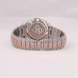 Reloj de Diamantes Moissanite Certificados para Hombre, Reloj de Acero Inoxidable de Lujo Completamente Cubierto de Diamantes - Product Image 4