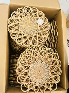 Custom Handmade Rattan Plate Natural Woven Round <b>Basket</b> Decorative Serving <b>Tray</b> Rustic Home Decor - Product Image 6