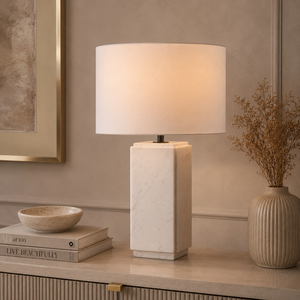 Modern Marble Table Lamp Luxury <b>Cube</b> Accent <b>Lighting</b> for Elegant Bedroom Living Room and Contemporary Home Decor - Product Image 4