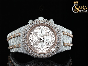 Hot Sale <b>Mens</b> Luxury Iced Out Rose Gold VVS Moissanite Diamond Automatic Watch Fully Diamond <b>Studded</b> Available <b>for</b> Best Price - Product Image 3