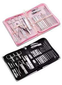 Stainless Steel Nail <b>Kit</b> 7 in 1 <b>Manicure</b> Tools Set Single Spring Professional Portable Case Classic Style for Adult - Product Image 6