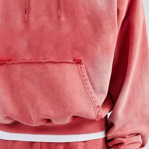 Sweat-shirt à capuche oversize pour homme, couleur unie, en molleton de coton teint, avec poches, coupe classique, idéal pour l'automne - Product Image 4