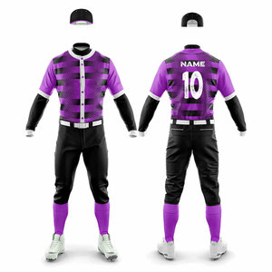 Uniform <b>Sets</b> Top Quality Anti-Bacterial <b>Baseball</b> Uniform Sublimated Pattern Athletic Softball Uniform Button Up Jersey Kits - Product Image 1