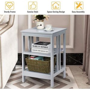 Set of 2 Multifunctional 3-Tier <b>Console</b> Tables Nightstand & Sofa Side Table with Reinforced Bars for Stability - Product Image 5