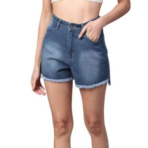 Short en jean à taille élastique avec cordon de serrage, coupe ample, délavé clair, pour femme, tenue décontractée d'été - Product Image 5