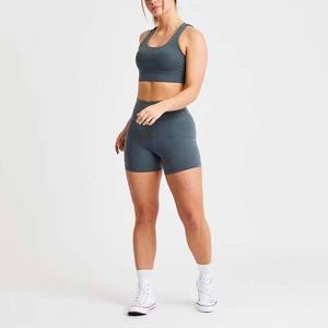 Shorts de Yoga de Cintura Alta para Mujer Talla Grande, Color Sólido, Spandex, Poliéster, Cintura Elástica, Ajuste Holgado, Transpirables, con Bolsillos, para Verano - Product Image 4