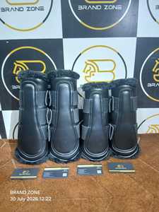 BRAND ZONE Bottes équestres en cuir verni pour chevaux, protections de tendons 8MM en néoprène et fausse fourrure, durables et confortables - Product Image 1