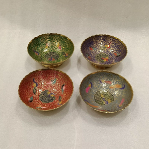 Bol en laiton fait main avec émail artisanal style moderne technique de peinture traditionnelle artisanat métallique BoldBlossom - Product Image 6