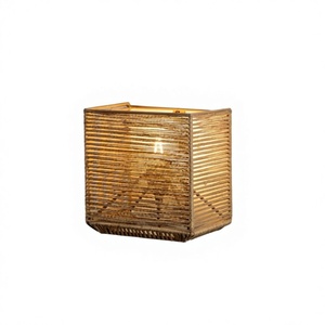 Woven Wall <b>Sconce</b> <b>Light</b> | Cube Rattan Iron Wall Lamp | Modern Contemporary LED E27 Hotel Decorative Wall Lighting Fixture - Product Image 1