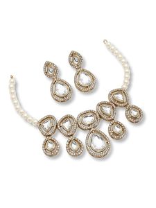 Juego de Collar y Aretes de Alta Calidad con Perlas de Imitación en Forma de Flor, Chapado en Oro Blanco, Joyería Romántica para Bodas para Mujer - Product Image 5
