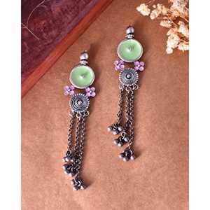 Boucles d'oreilles en argent Meera Jaipur Meenakari Fashion - Product Image 3