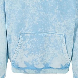 เสื้อฮู้ดดี้สีฟ้าอ่อนแบบย้อมสีเอซิด ผลิตตามสั่ง (OEM) ผ้าคอตตอนหนานุ่ม มีกระเป๋าจิงโจ้ สไตล์สตรีทแวร์ เสื้อฮู้ดดี้เปล่าแบบย้อมสีเอซิด - Product Image 5