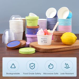 Gobelets à yaourt jetables à double paroi en gros avec couvercles – Gobelets en papier écologiques et recyclables pour crème glacée et yaourt – Vente en gros - Product Image 3