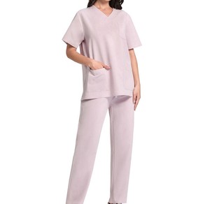Ensemble de Blouse et Pantalon Médical Femme Personnalisé de Haute Qualité, Col en V, Manches Courtes, Tissu Respirant en Coton et Polyester - Product Image 5